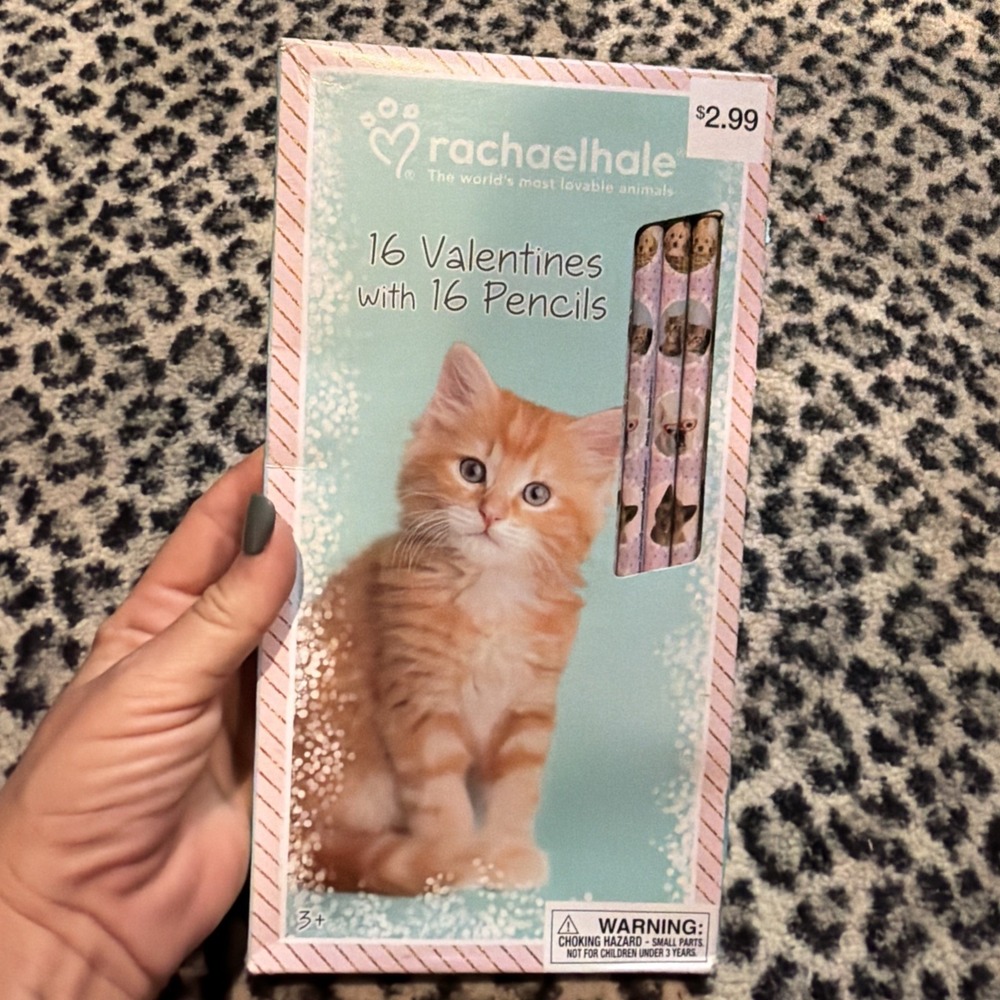 Rachael Hale 16 Valentines & Pencils Sealed- Sweet Cats Dogs Classroom Exchange